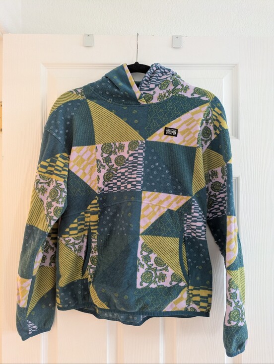 Mountain Hardwear Tops - Mountain Hardwear Teal, Yellow & Pink Patterned Fleece Hoodie
